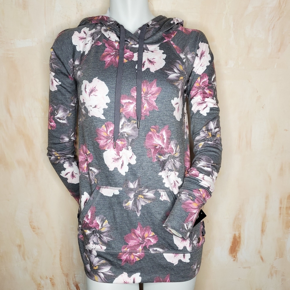 XS Ideology Floral Lace-Up Hoodie